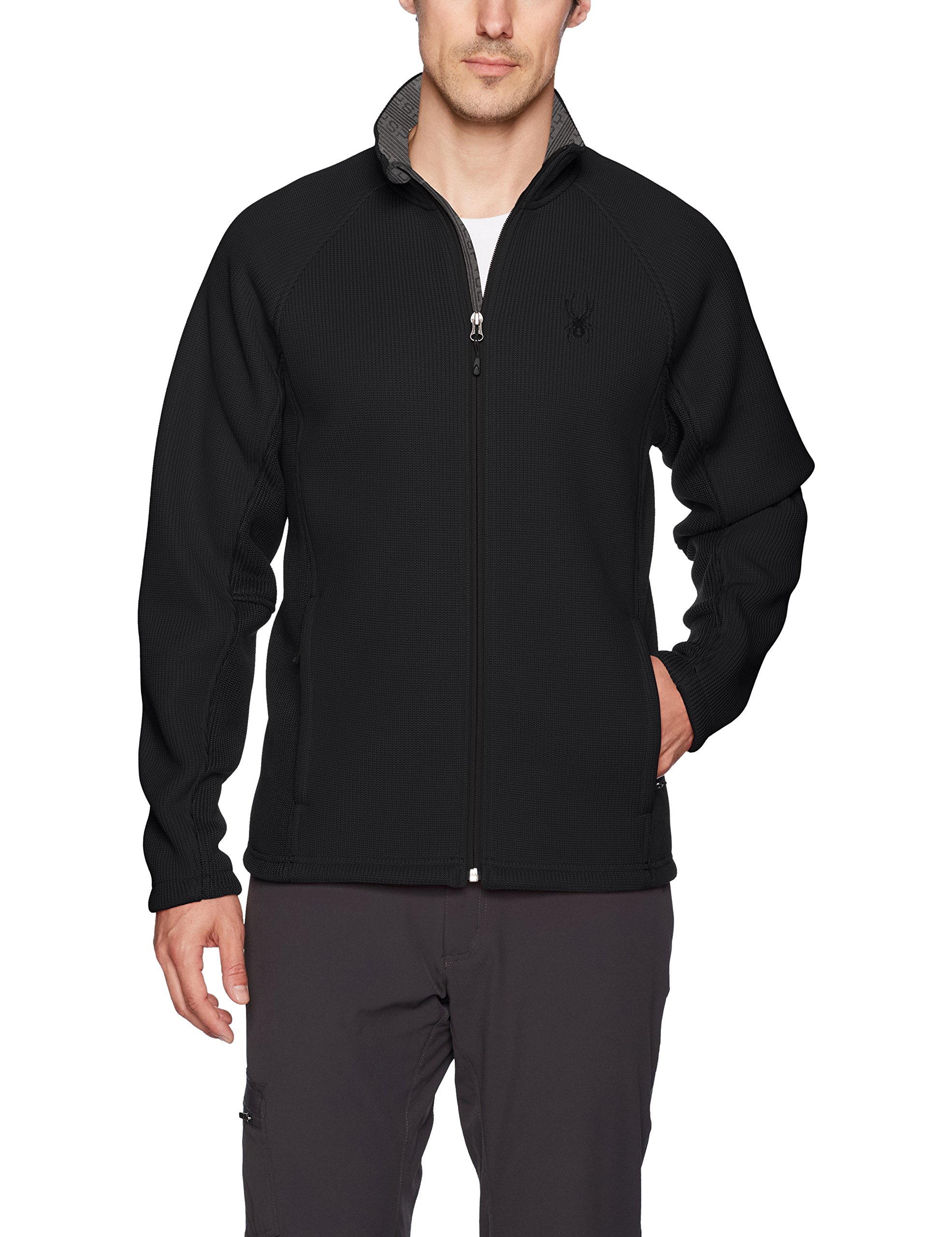 Spyder Men's Foremost Full Zip Heavy Wt Stryke Jacket, Black/Black, X