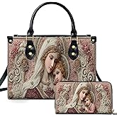 NAREDA Personalzied Virgin Mary Handbags for Women, Catholic Virgin Mary Leather Bags, Bible Purse, Gifts for Christians