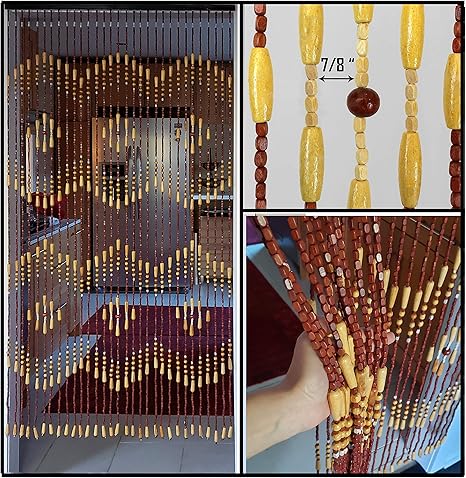 Beadedstring Natural Wood Beaded Curtain 31 Strands 72 High 35 5