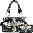 Zelris Faith Love Hope Cross Angel Wing Women's Conceal Carry Tote Purse – Western Floral Design - View #8