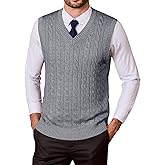 Kallspin Mens Sweater Vest Wool Blend Cable Knit V Neck Sleeveless Pullover Casual Bussiness Knitwear