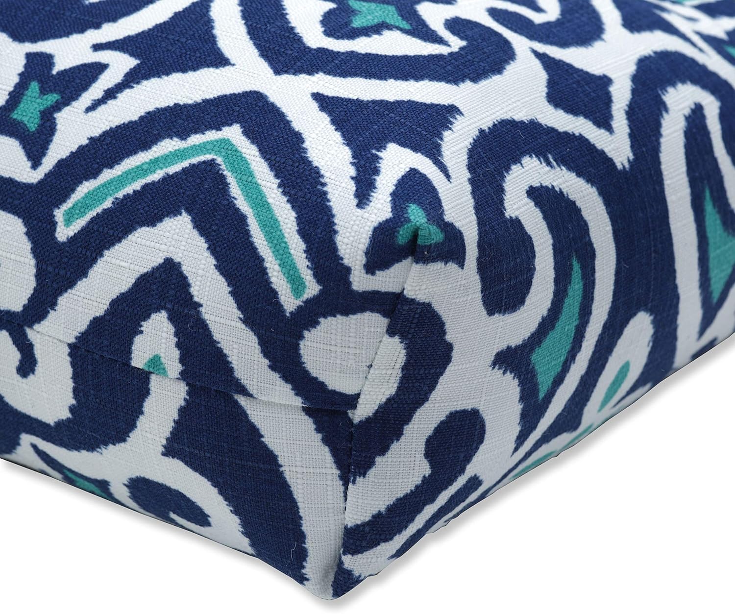 Pillow Perfect Outdoor | Indoor New Damask Marine Squared Corners Chair Cushion,Blue,36.5" x 18": Home & Kitchen