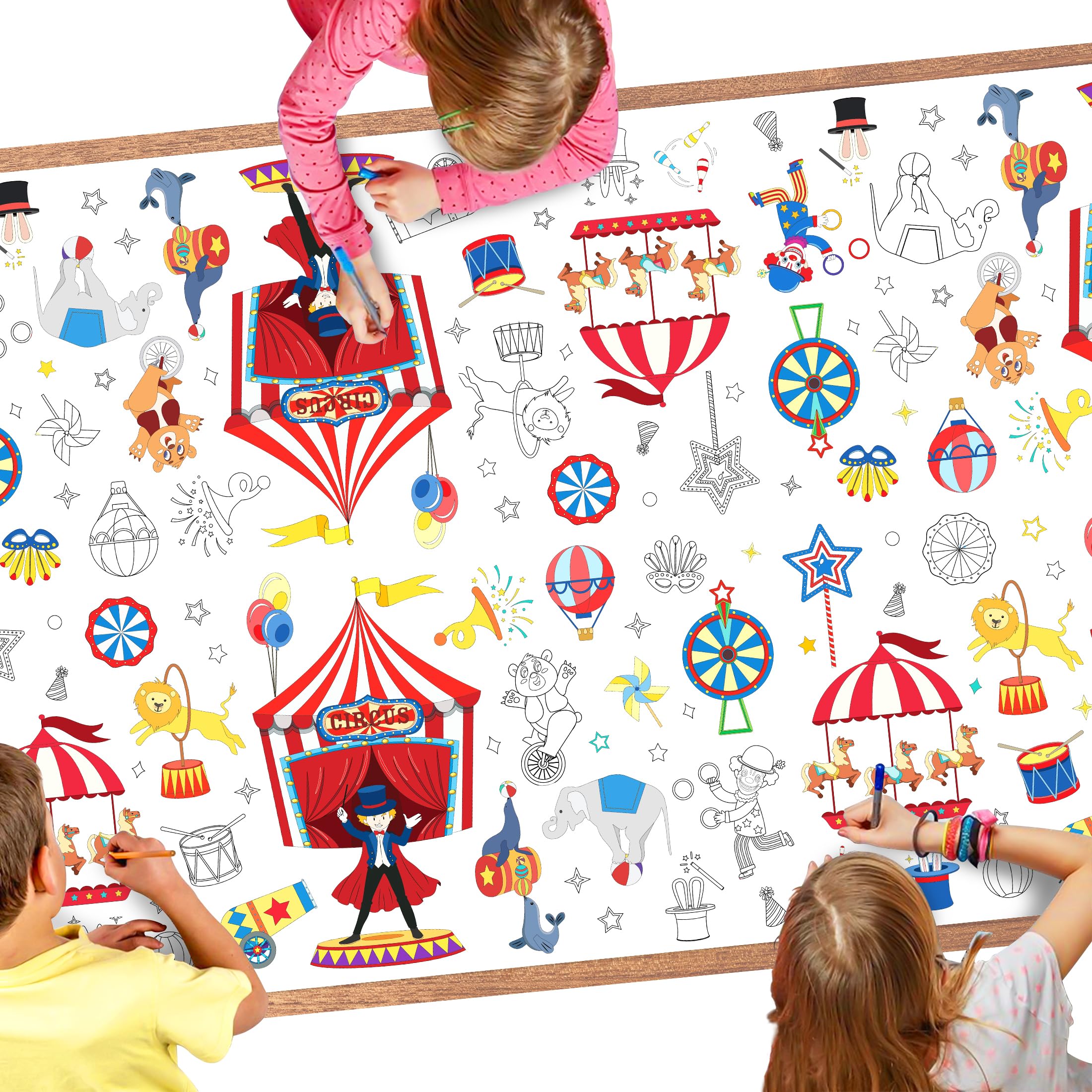 UNIIDECO 54 x 108 inches Circus Coloring Tablecloth Party Table Cover (2)