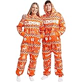 FOCO Unisex NCAA College Team Ugly Pattern Matching Holiday Pajamas One Piece Onesie