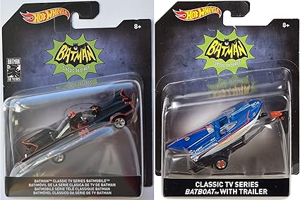Amazon Com Hot Wheels Batman 1 50 Scale 1966 Batmobile And Batboat Bundle Toys Games