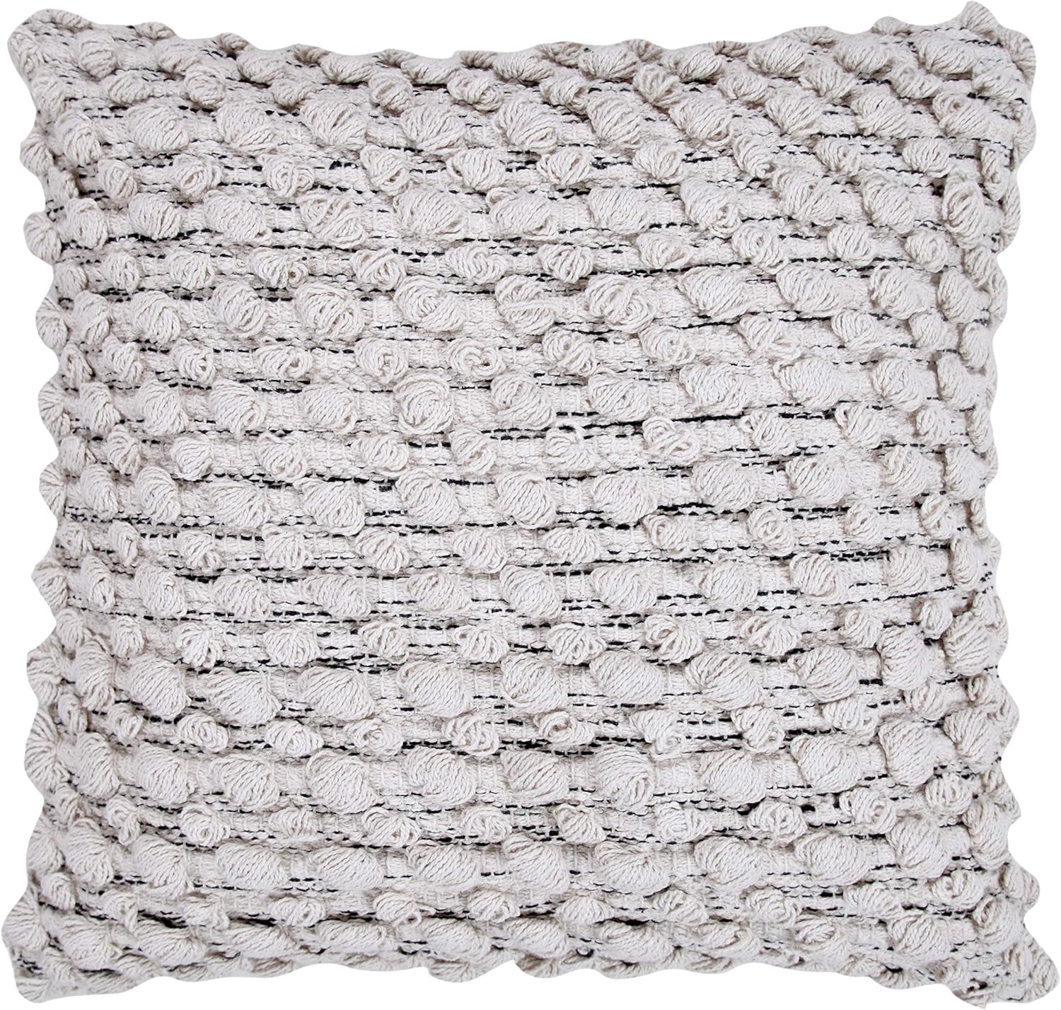 Tex Trend Decorative Cushion Covers for Bed Sofa Chair Car, Elegant Modern Design - 100% Cotton Woven Pillowcase (18 x 18 Inch - Ivory) 1 Pc: Home & Kitchen