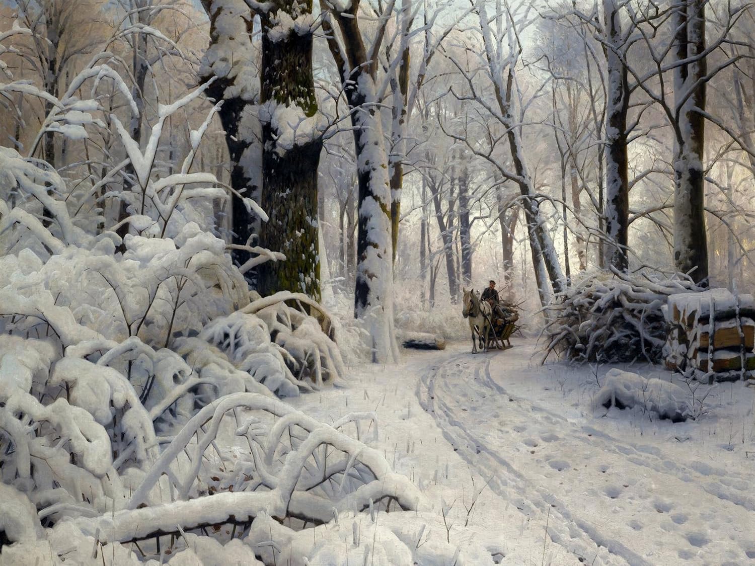 FOREST IN WINTER by P. Monsted snow Tile Mural Kitchen Backsplash Marble Ceramic - Picture 2 of 14
