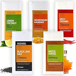 Elements Truffles Rasa Collection - Ayurvedic Chocolate Bars Variety Pack - Dairy Free Chocolate Bars - Paleo Friendly, Gluten Free, Non-GMO, Raw, Organic - Healthy Chocolate Bar Gift Set - Pack Of 5