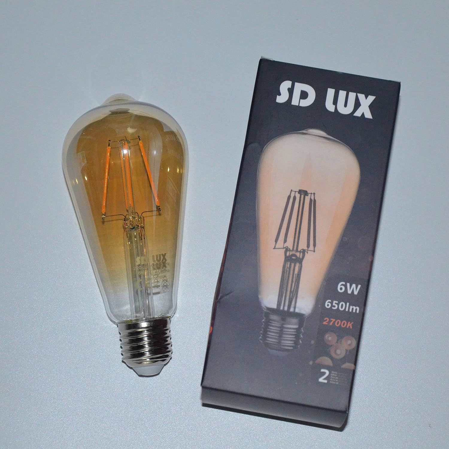 SD LUX E27 Screw LED Bulbs Vintage Filament Led Light Bulbs, ST64 Style Retro Amber Glass Lamp, No Flicker Edison Bulbs - Image 5