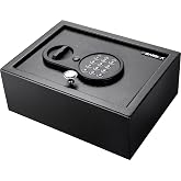 Barska Top Opening Keypad Safe &ndash; Compact Digital Security Box for Home or Office, Solid Steel, Anti-Pry Hinges, Jewelry &amp; Valuables- drawer safe - top open drawer - in wall mounting, Hidden safes