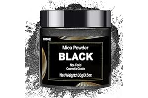 BIJIZME Black Mica Powder Pigment (100g) -Cosmetic Grade Metallic Mica Powder for Epoxy Resin, Lip Gloss, Soap,Candle Making, Bath Bombs,Tumblers, Jewelry, Dyes, and DIY Crafting Projects(Black, 3.5oz)