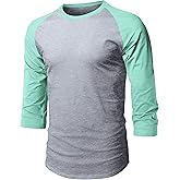 Hat and Beyond Mens Vintage Baseball Raglan 3/4 Sleeve Plain Casual Tee Basic Active T Shirts