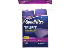 GoodNites TRU-FIT Bedwetting Underwear for Girls, Starter Kit (2 Pants + 5 Inserts), Size Large/Extra Large