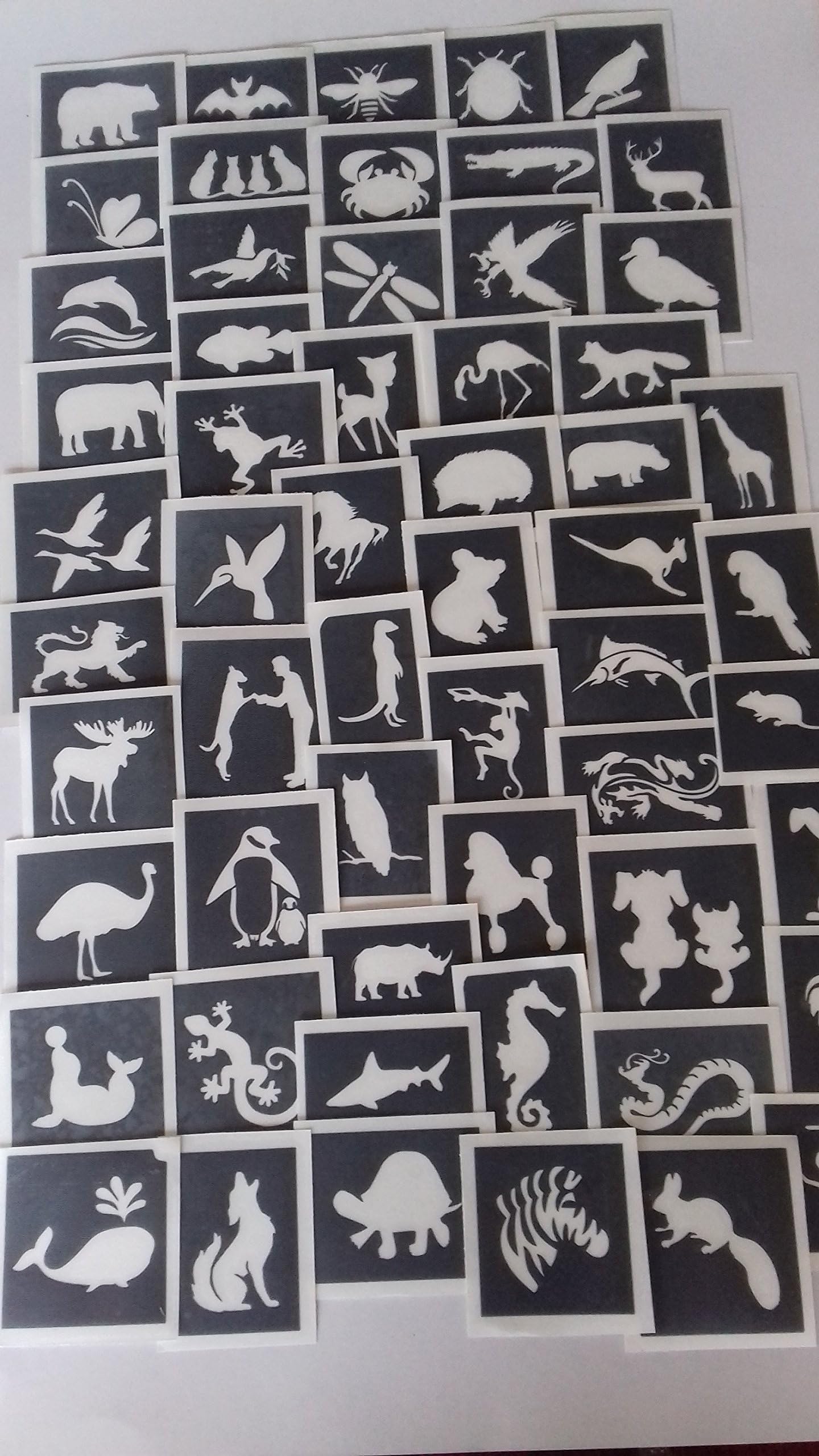 Dazzle Glitter Tattoos25 x animal themed mixed stencils for etching on glass gift hobby glassware present owl penguin lion spider meerkat cat dog