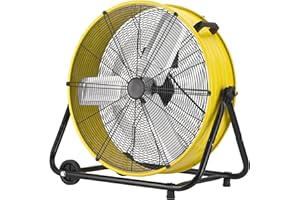 Uthfy 600W Heavy Duty Industrial Drum Fan, 36 Inch High Velocity Floor Fan with 3 Speeds, 360° Tilt Metal Garage Fan for Warehouse, Commercial, Workshop, Factory and Basement
