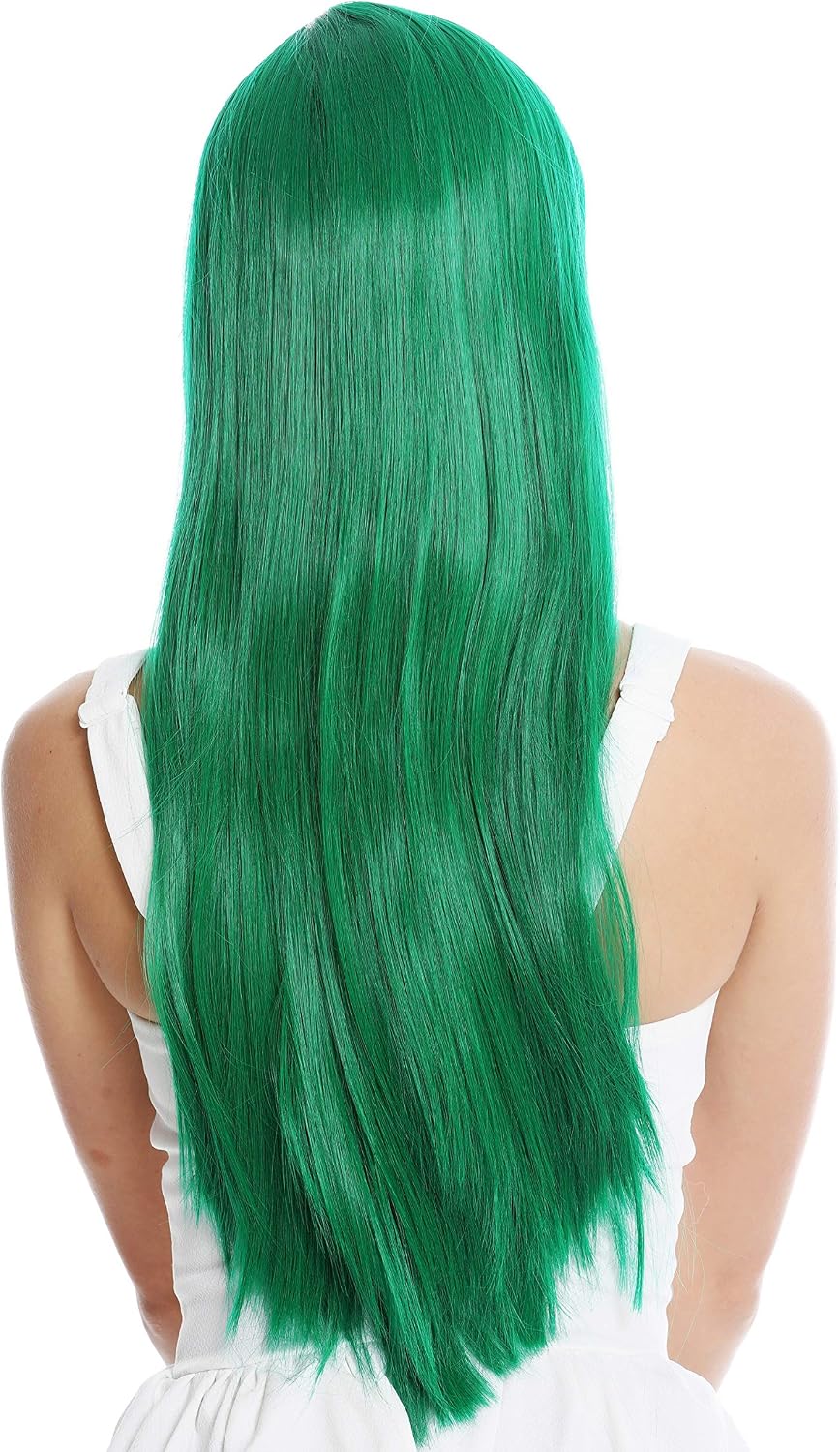 WIG ME UP - YZF-41062-T2615 women's quality wig Cosplay long sleek fringe parted green, Dark green (T2615), Length: approx. 60 cm - Image 5