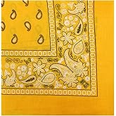 Kaiser Novelty Bandanas Paisley Cotton Bandanas (Yellow/Gold 22 X 22 in)