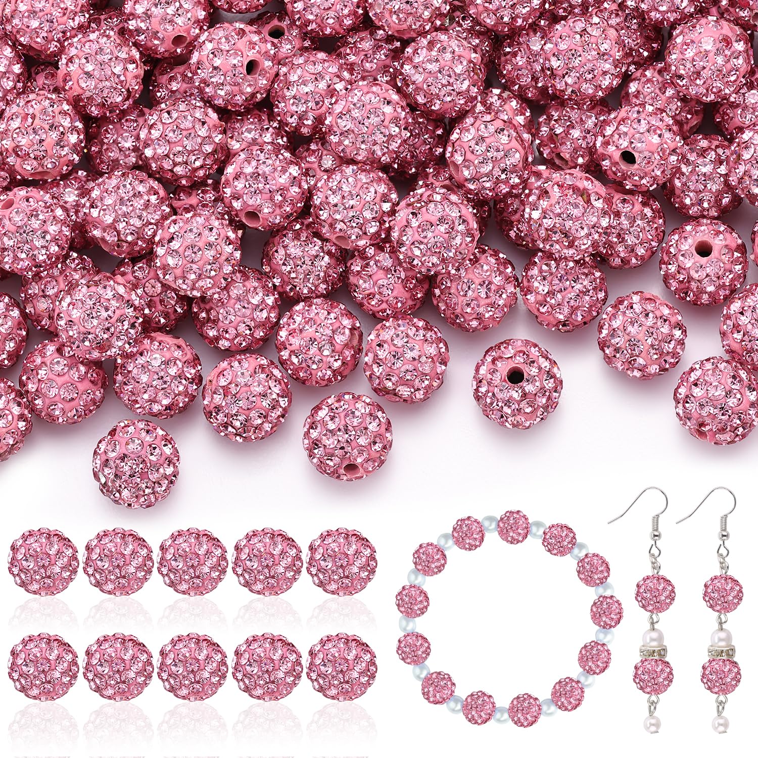 Photo 1 of *****MISSING PART****

160pcs 10mm Rhinestone Beads for Jewelry Making, Pink Shiny Round Disco Ball Beads Bulk, Sparkle Crystal Clay Christmas for Bracelet Baseball Necklace Earring Crafting and DIY