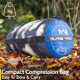 Trail Alpine 400 Hooded Sleeping Bag Blue 0C -10C 4 Season 2 Way Zip view 6