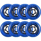 Rollerex VXT500 Inline Skate Wheels (8-Pack) (Various Size &amp; Color Options Available) -Indoor Outdoor- Intended for Roller Blade Wheel Replacement