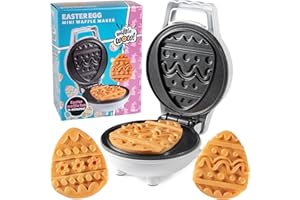 WAFFLE WOW! Mini Easter Egg Waffle Maker - Make Double Sided Easter Waffle or Pancake w 2 Different Holiday Designs, Ready to Decorate & Frost, Breakfast Fun for Kids, Children & Adults - Easter Basket Stuffer