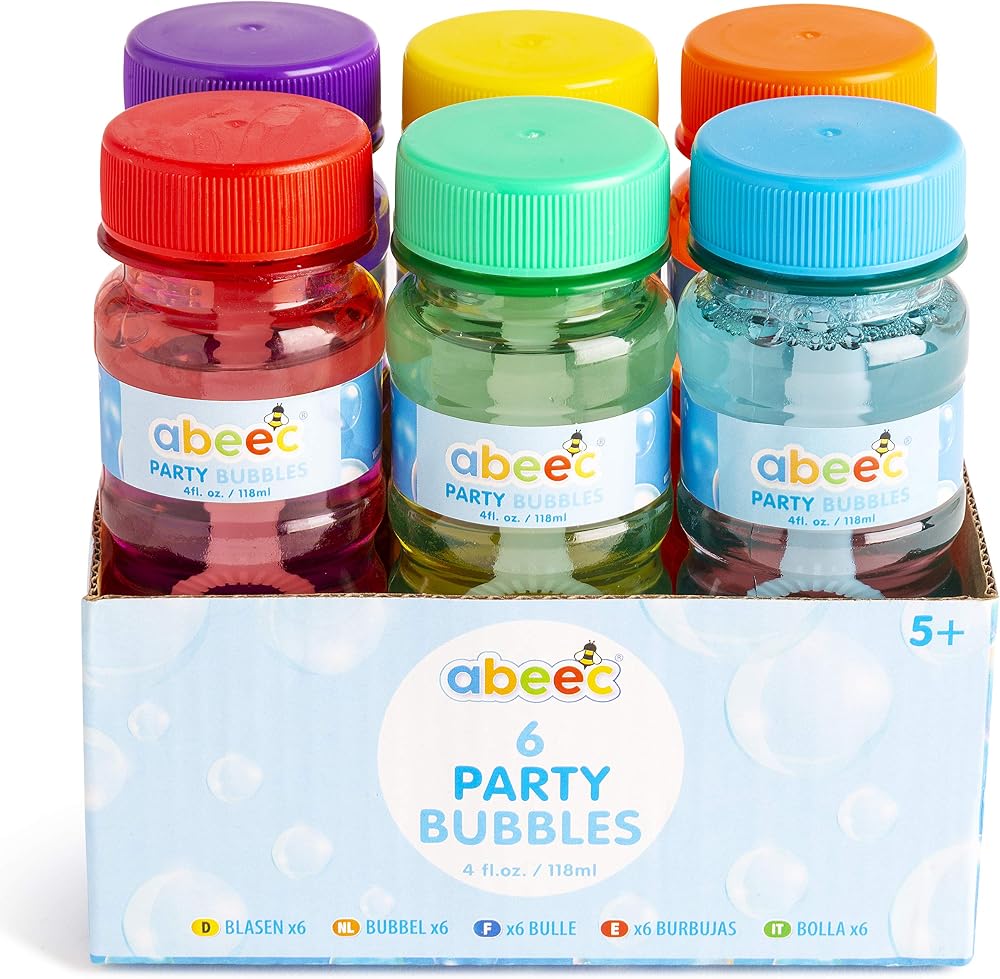 abeec 6 Pack Bubble Solution for Kids 118ml Each Party Bubbles Colors