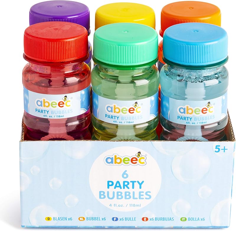 abeec 6 Pack Bubble Solution for Kids 118ml Each Party Bubbles Colors