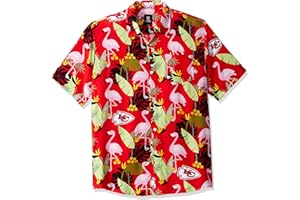 FOCO Men's NFL Team Logo Floral Aloha Tropical Button Up Shirt