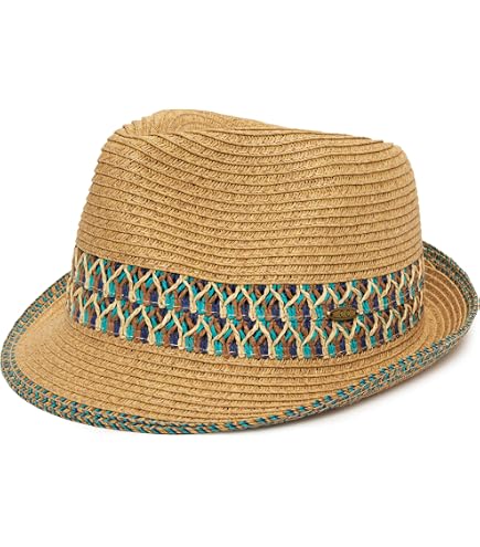 Paper Straw Fedora with Gold Chain Link Accent, Adjustable Pierced Fedora Hat • Ruslan Baginskiy Hats & Accessories  main image 4