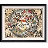 Poster Master Celestial Map Print, 16x20 Unframed Art Print, Map Of The Constellations, Vintage Zodiac Poster, Great Wall Art Gift for Home, Office and Living Room, Medieval Renaissance Design