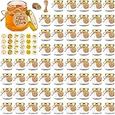 GIVAMEIHF 1.5oz Mini Glass Honey jars, 60 pcs Hexagon Small Honey Jars with Gold Lids,Stickers,Tags,Rope,Mini Honey Jars with