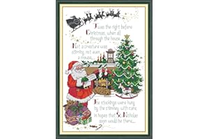 CaptainCrafts Cross Stitch Kits, Counted Cross Stitch Unpreprint Fabrics Christmas Style Embroidery Kits for Adults Beginners (Unpreprint 14CT, Merry Christmas)