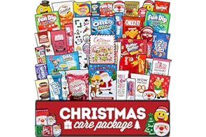 CRAVEBOX Christmas Care Package (50 Count) Candy Snacks Cookies Bars Chips Holiday Stocking Stuffer Variety Gift Box Pack Assortment Basket Bundle Mix Santa Treats College Students Office Kids Boys Girls
