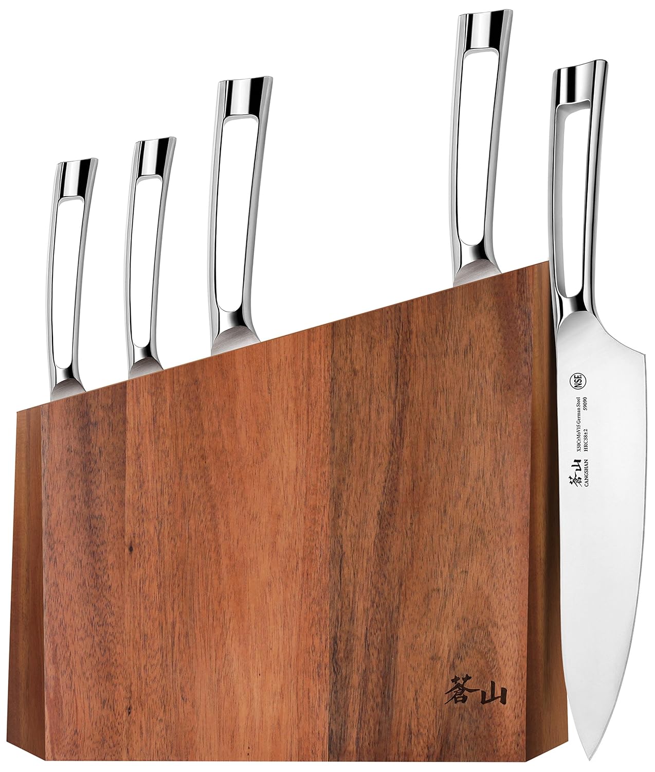 Cangshan N1 Series 59205 6-Piece German Steel Forged Knife Block Set, Acacia Block