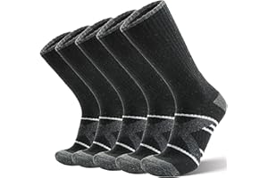ANTSANG 5 Pairs Merino Wool Hiking Socks for Men & Women Thermal Winter Warm Moisture Wicking Cushion Boot Socks