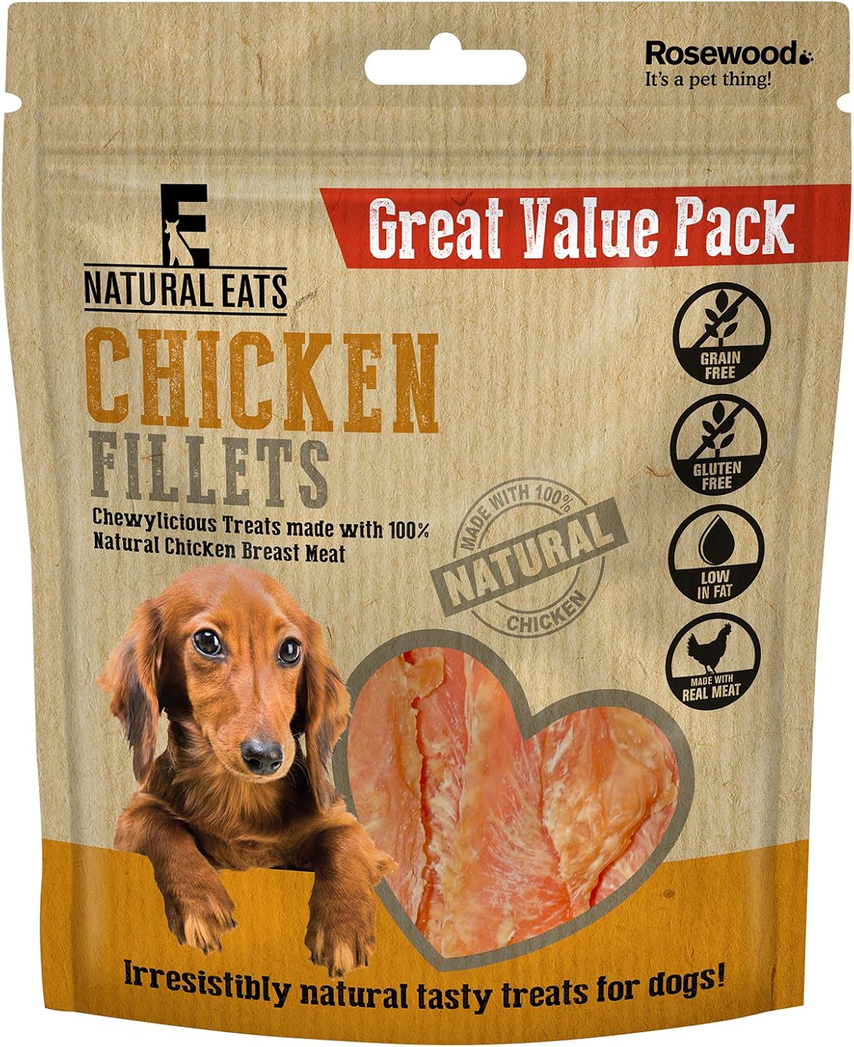 Rosewood Individually Sealed Packets of Natural Eats Fillets Dog Treats