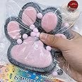 Taba Giant Paw Squishy for Kids Adults, Big Furry Cat Paw Squishy Toys for Stress Relief, Super Soft Squeeze Fidget Toys (Black&Pink)