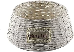 Base para árbol de Navidad de mimbre blanco: Amazon.es: Hogar
