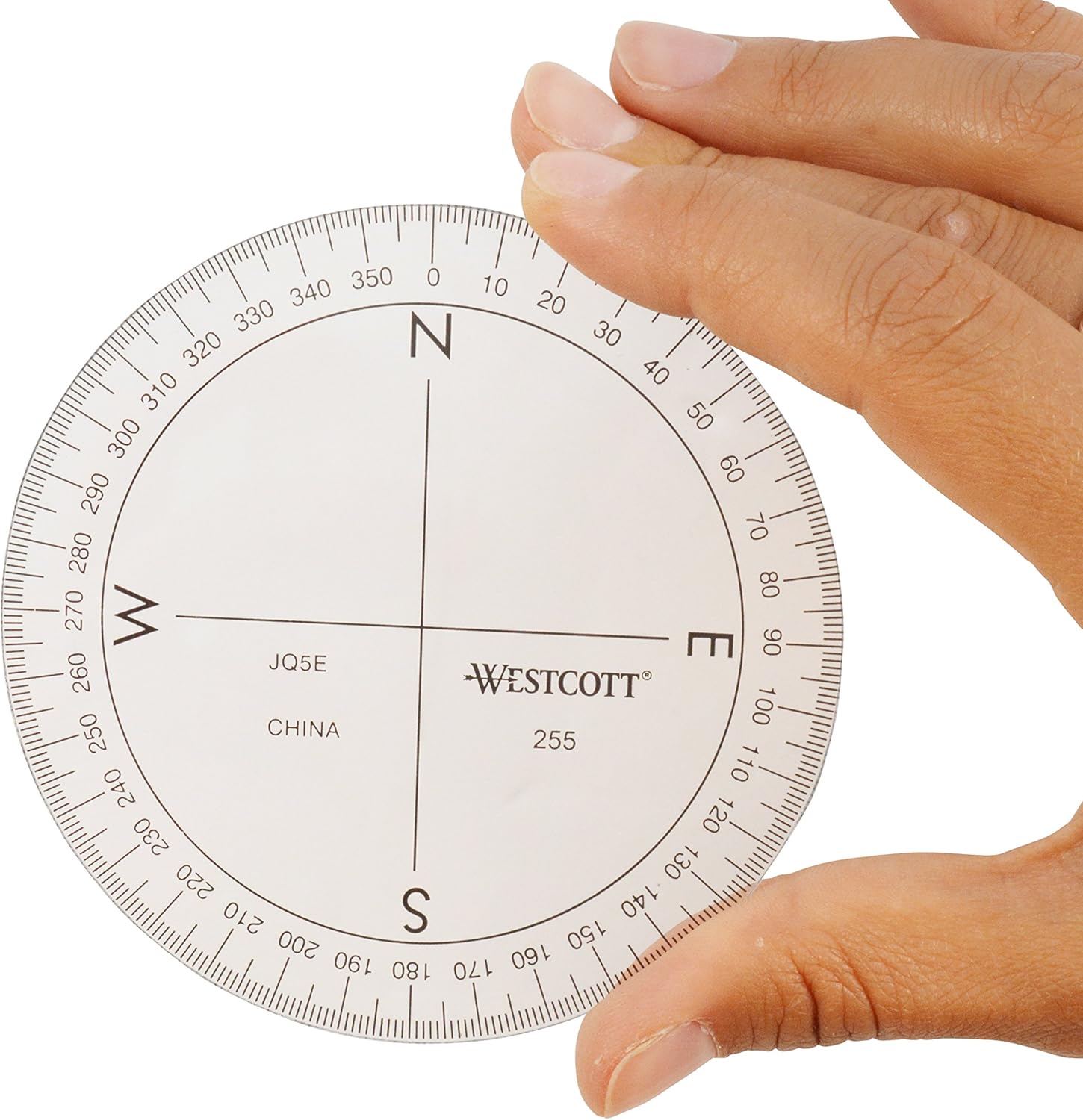 Westcott 3 1/2-Inch 360 Degree Compass Protractor, Transparent (255), Clear : Office Products