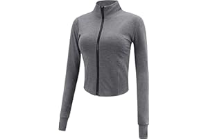 Gihuo Women's Athletic Full Zip Lightweight Workout Jacket with Thumb Holes