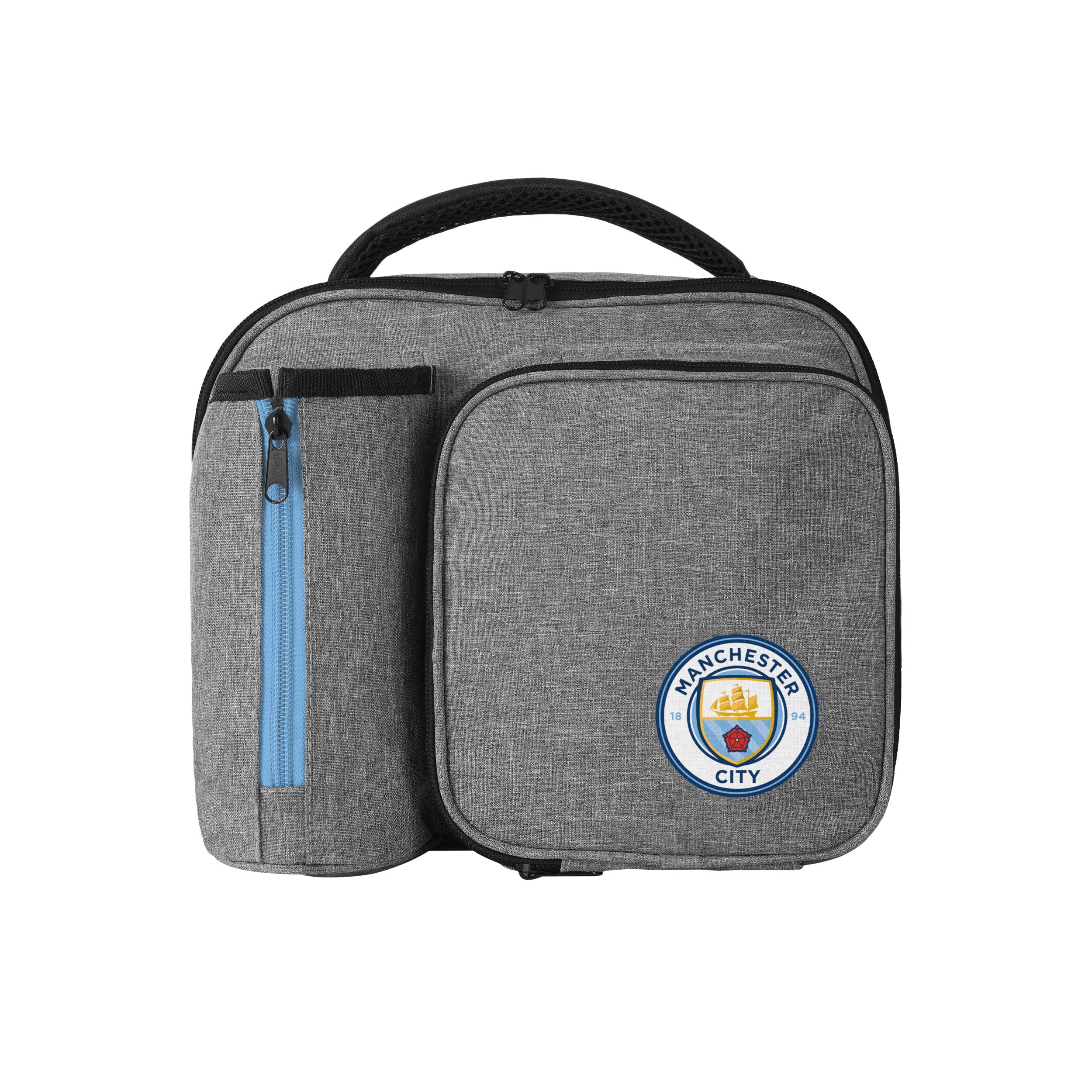 FOCO Officially Licensed Manchester City FC Grey Lunch Bag With Bottle Holder — image 1