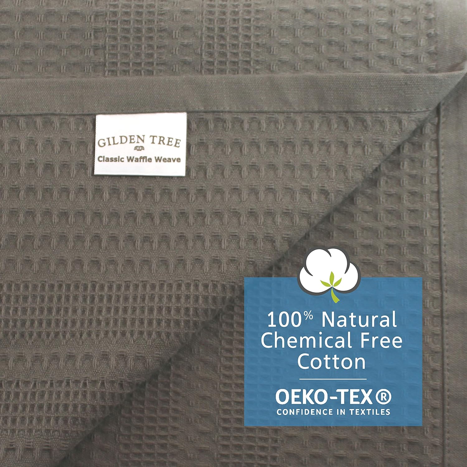 Premium Large Waffle Weave Bath Sheet 100% Natural Cotton – Generous Size Lightweight Ultra Absorbent Quick Drying Fade Resistant (Stone): Kitchen & Dining