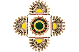 CHERKRAFT Large 15 Inches Size Big Diwali Acrylic Rangoli Stencils Handmade Rangoli Sticker Home Decor Floor Decorative Stones (Design 1)