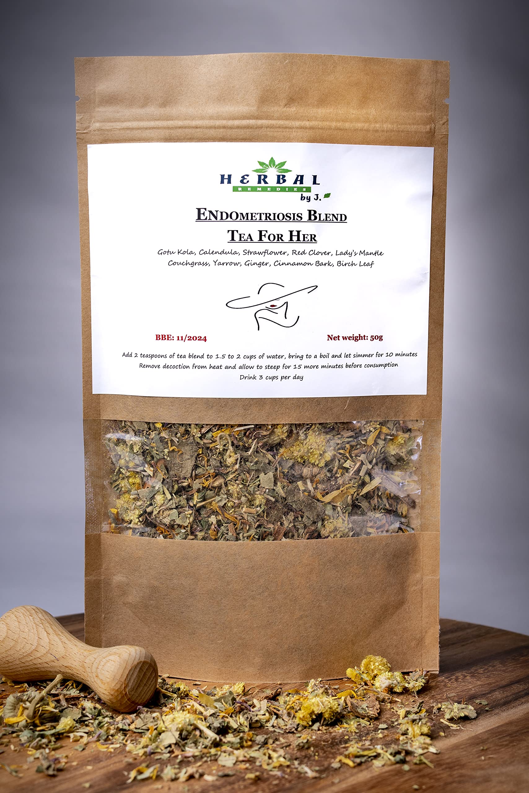 Endometriosis Tea PCOS Hormone Balance Menopause Women Fertility - Herbal Remedies by J. Endometrioza