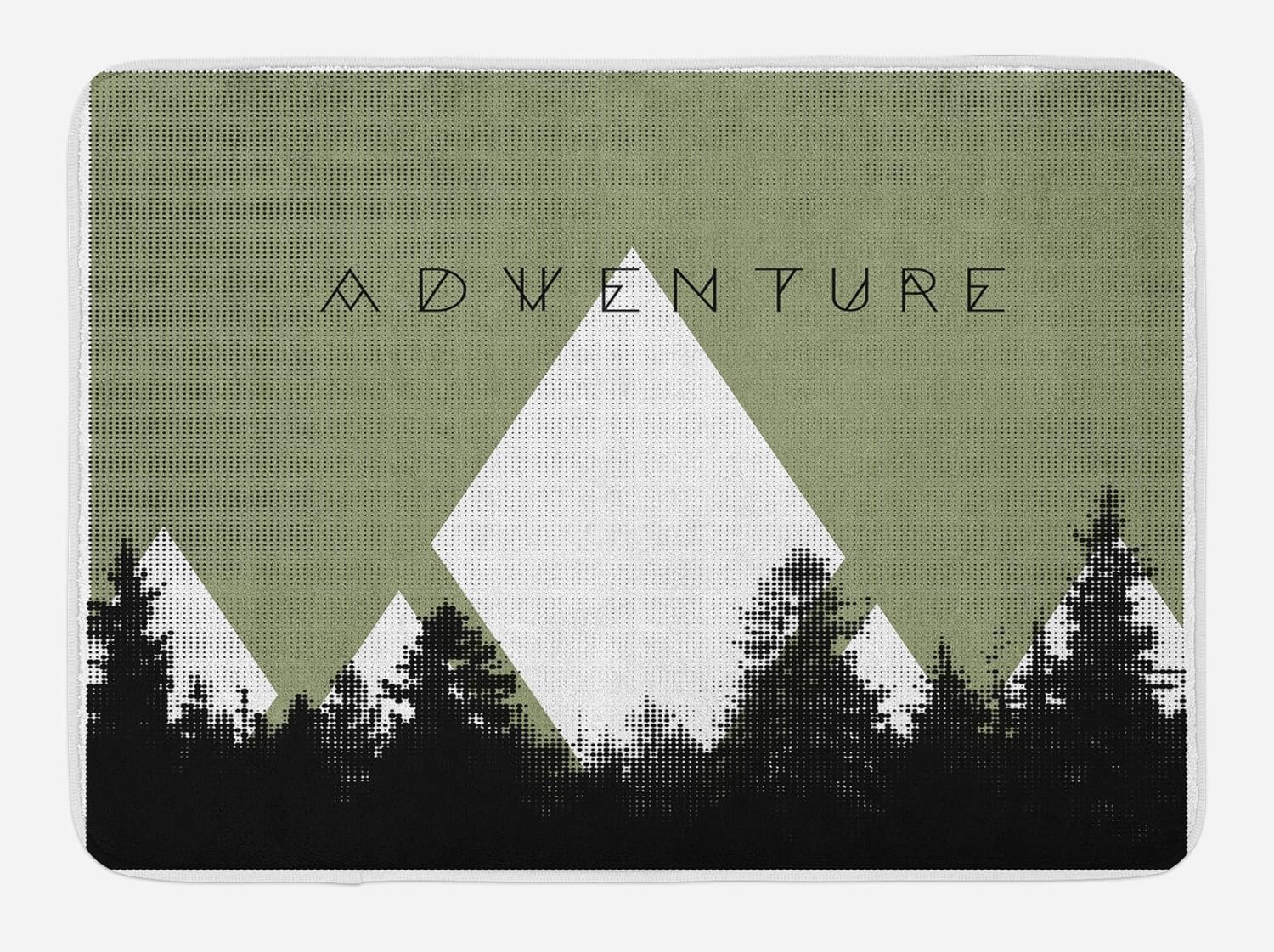 Ambesonne Adventure Bath Mat, Forest Halftone Effect Hipster Typography Camping in Mountains, Plush Bathroom Decor Mat with Non Slip Backing, 29.5