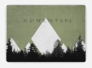 Ambesonne Adventure Bath Mat, Forest Halftone Effect Hipster Typography Camping in Mountains, Plush Bathroom Decor Mat with Non Slip Backing, 29.5