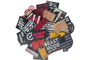 TXSN 12PCS Random Tactical Morale Patches Bundle, Full Embroidery Loop and Hook Fasten Patches Set for Caps, Bags, Backpacks, Harness, Vest, Military Uniforms,Tactical Gears Etc