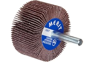 NORTON Merit High Performance Mandrel-Mounted Mini Grind-O-Flex Abrasive Flap Wheel, Round Shank, Ceramic Aluminum Oxide, 2" Dia., 1" Face Width, Grit 60, 25000 Max RPM (Pack of 10)