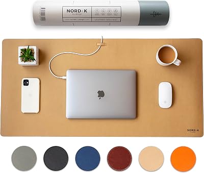 Nordik By Design Nordik Leather Desk Mat Champagne Beige 89x43 cm