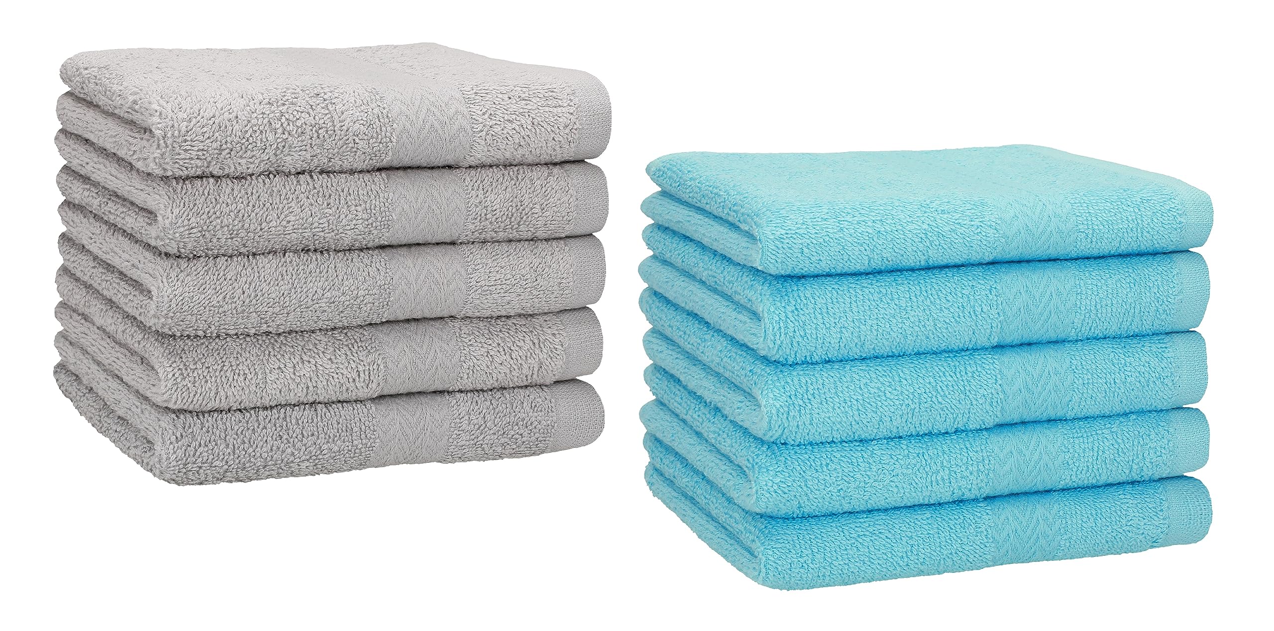 Betz Pack of 10 Guest Towels PREMIUM 100% Cotton 30x50 cm (silver grey & turquoise)